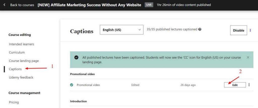 How to Add Subtitles In Your Udemy Courses