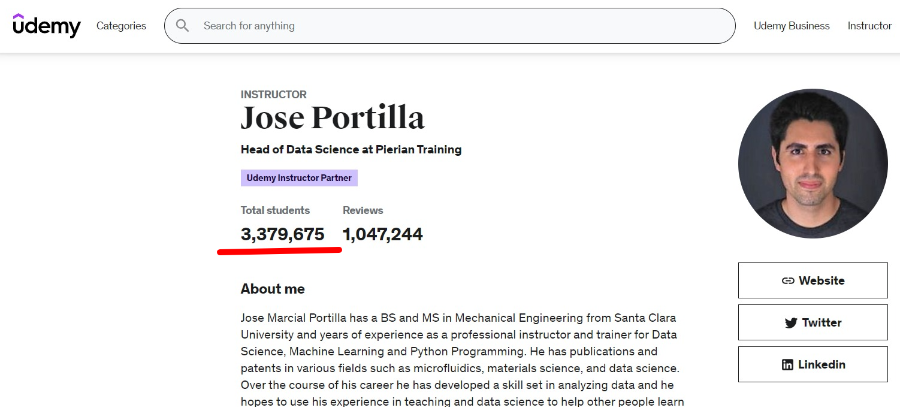 Jose Portilla 3 million students, learners